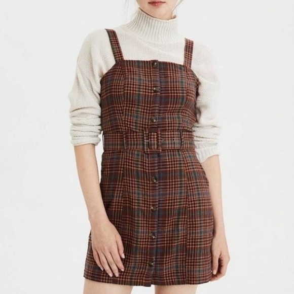 American Eagle Outfitters Dresses & Skirts - AE plaid belted jumper dress
